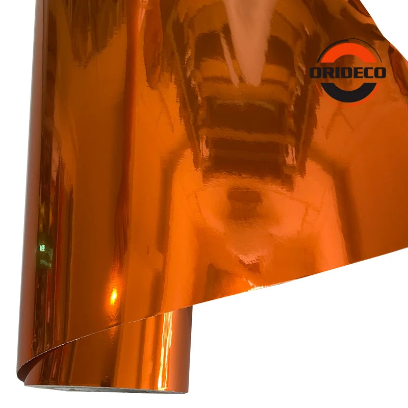 152CM Stretchable Orange Chrome Air Bubble Mirror Vinyl Wrap