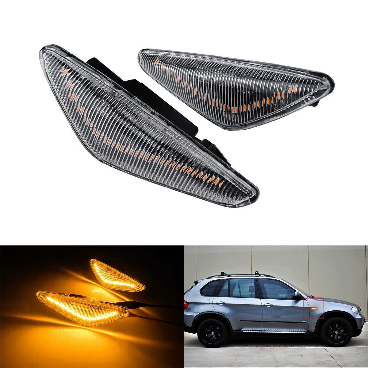 For BMW X3 F25 X5 E70 Clear Lens Side Marker Indicator Repeater