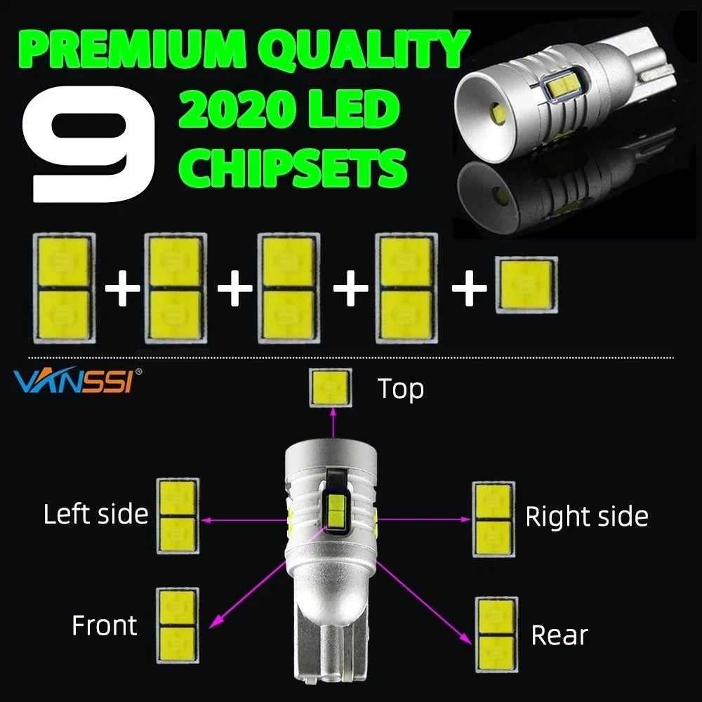 Vanssi 2PCS Super Bright 1000LM T10 W5W 194 Bulbs