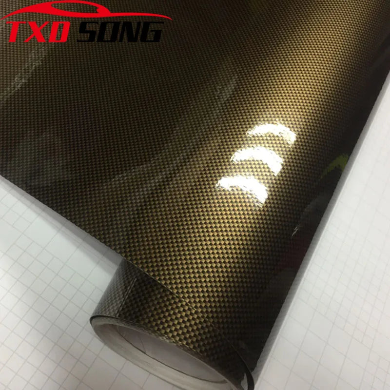 58x152cm Gold Square 2D Sticker Carbon Fiber Film Vinyl