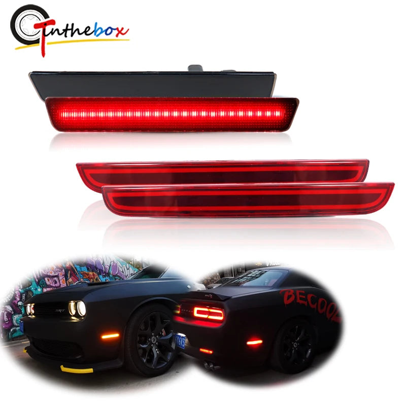For 2015-up Dodge Challenger Amber Red Front Rear Side Marker