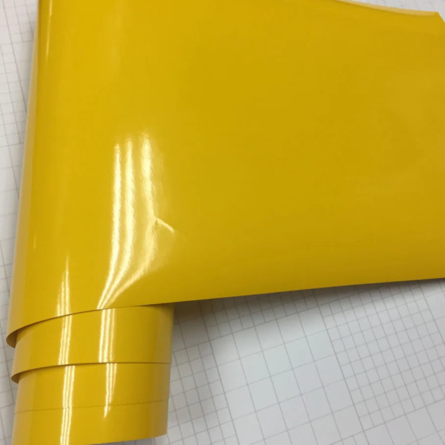 Sizes Gloss Yellow Vinyl Film Super Shiny Glossy Wrapping