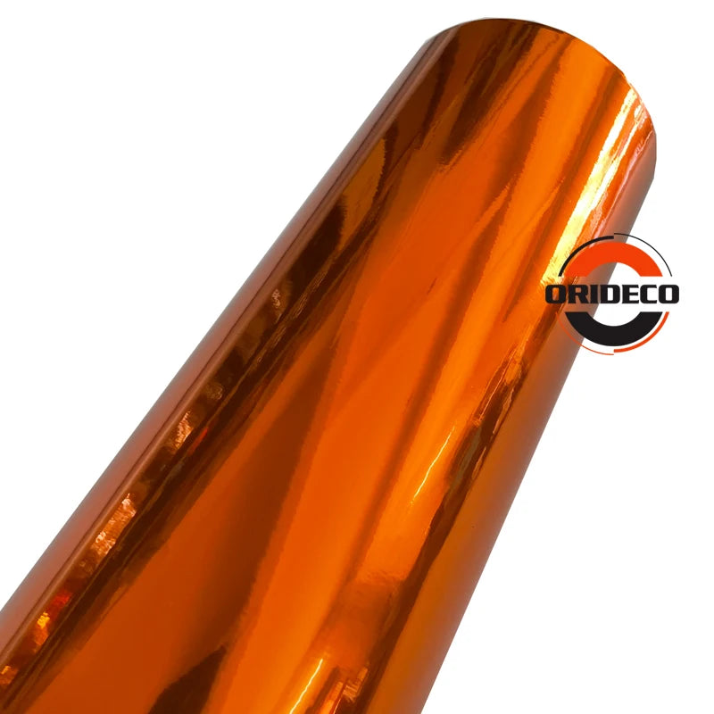 152CM Stretchable Orange Chrome Air Bubble Mirror Vinyl Wrap