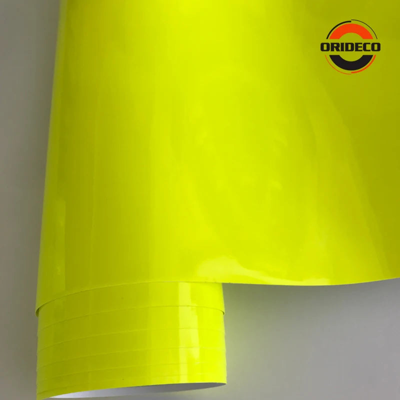 152CM Gloss Neon Fluorescent Yellow Vinyl Wrap Film Sheet