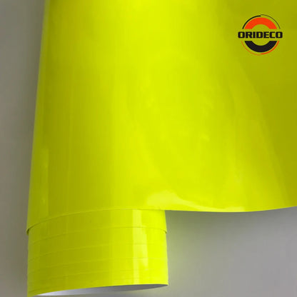 152CM Gloss Neon Fluorescent Yellow Vinyl Wrap Film Sheet