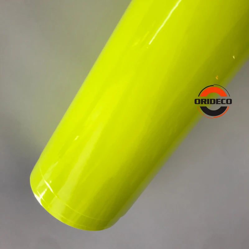 152CM Gloss Neon Fluorescent Yellow Vinyl Wrap Film Sheet
