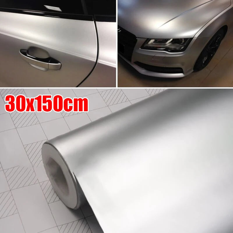 150CM Body Wrap Film Satin Matte Chrome Metallic Silver