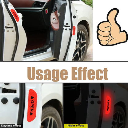 4PCS Stickers Reflective Warning Sticker Wheel Eyebrows Door