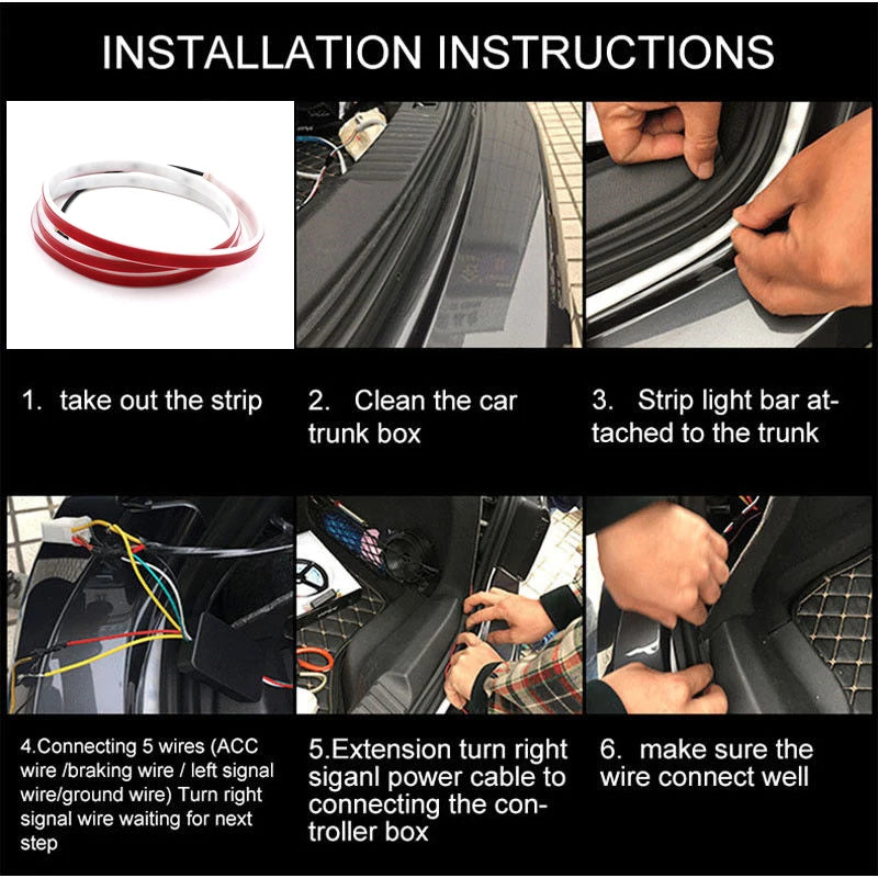 Rear Trunk Tail Dynamic Reverse Warning Strip 12V Additional
