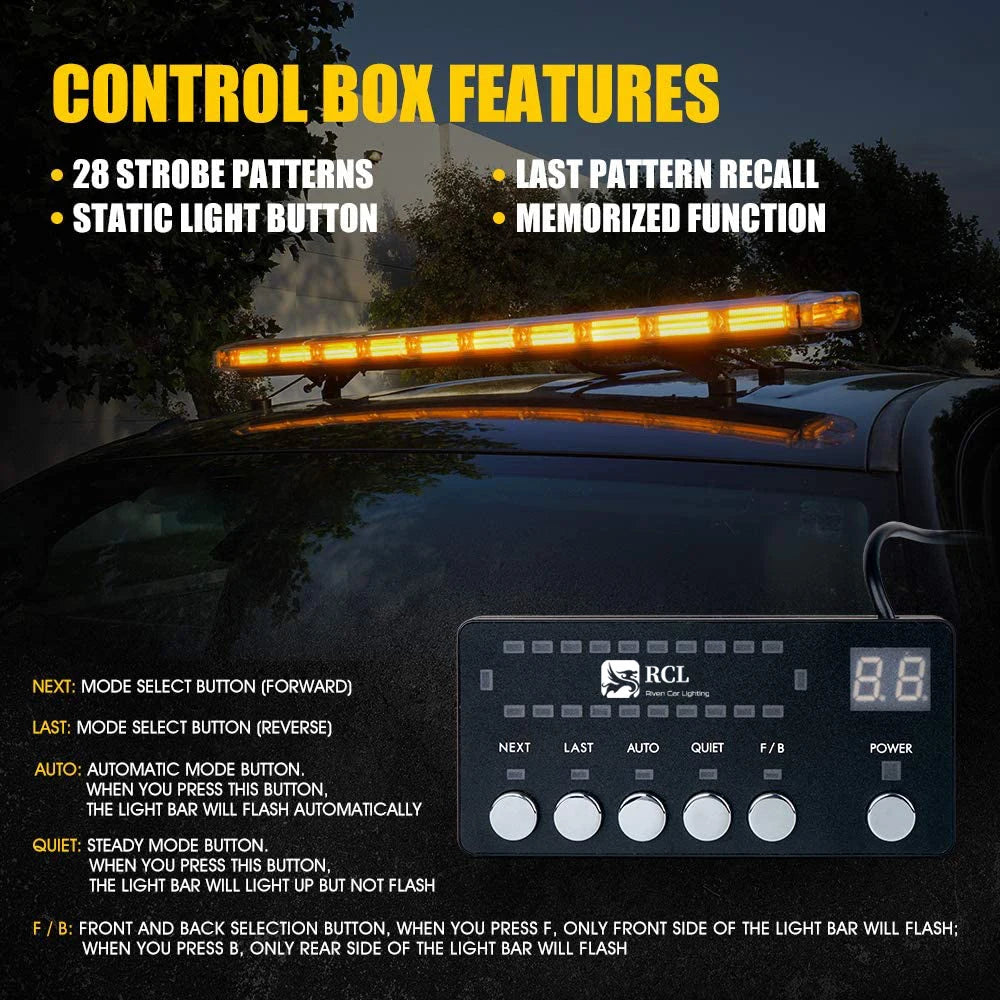 Inch Cob Amber Rooftop Emergency Strobe Bar W Adjustable