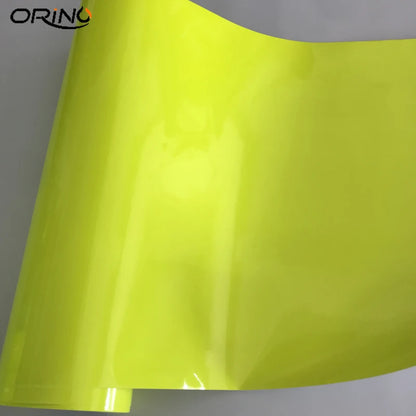 Glossy Fluorescent Yellow Wrap Foil Air Release Bubble Motorcycle