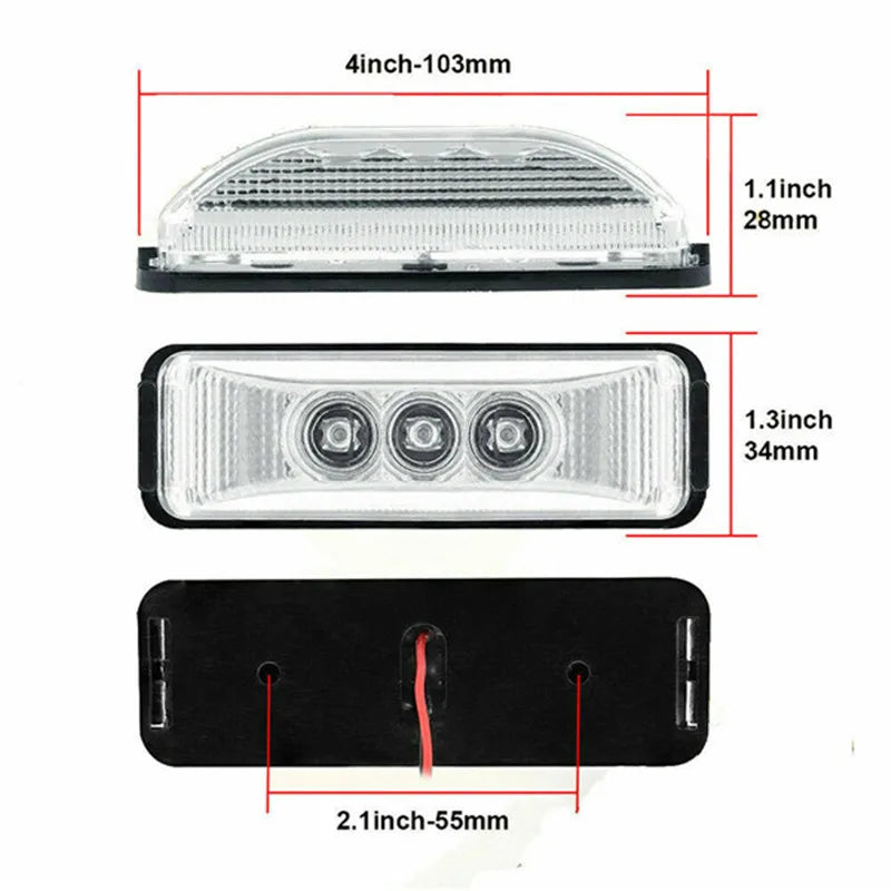 Pick Up Truck Waterproof Trailer Clear White 12V Fender