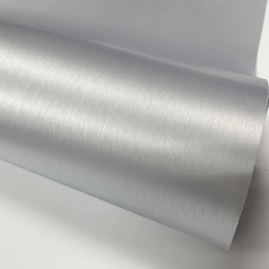 Air Drain Silver Brushed Aluminium Vinyl film-car Wrap Sticker