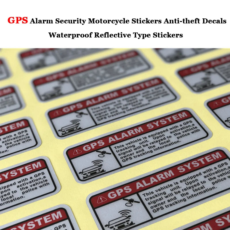 2PCS Set Decals Warning Letters Gps Alarm Security Motorcycle
