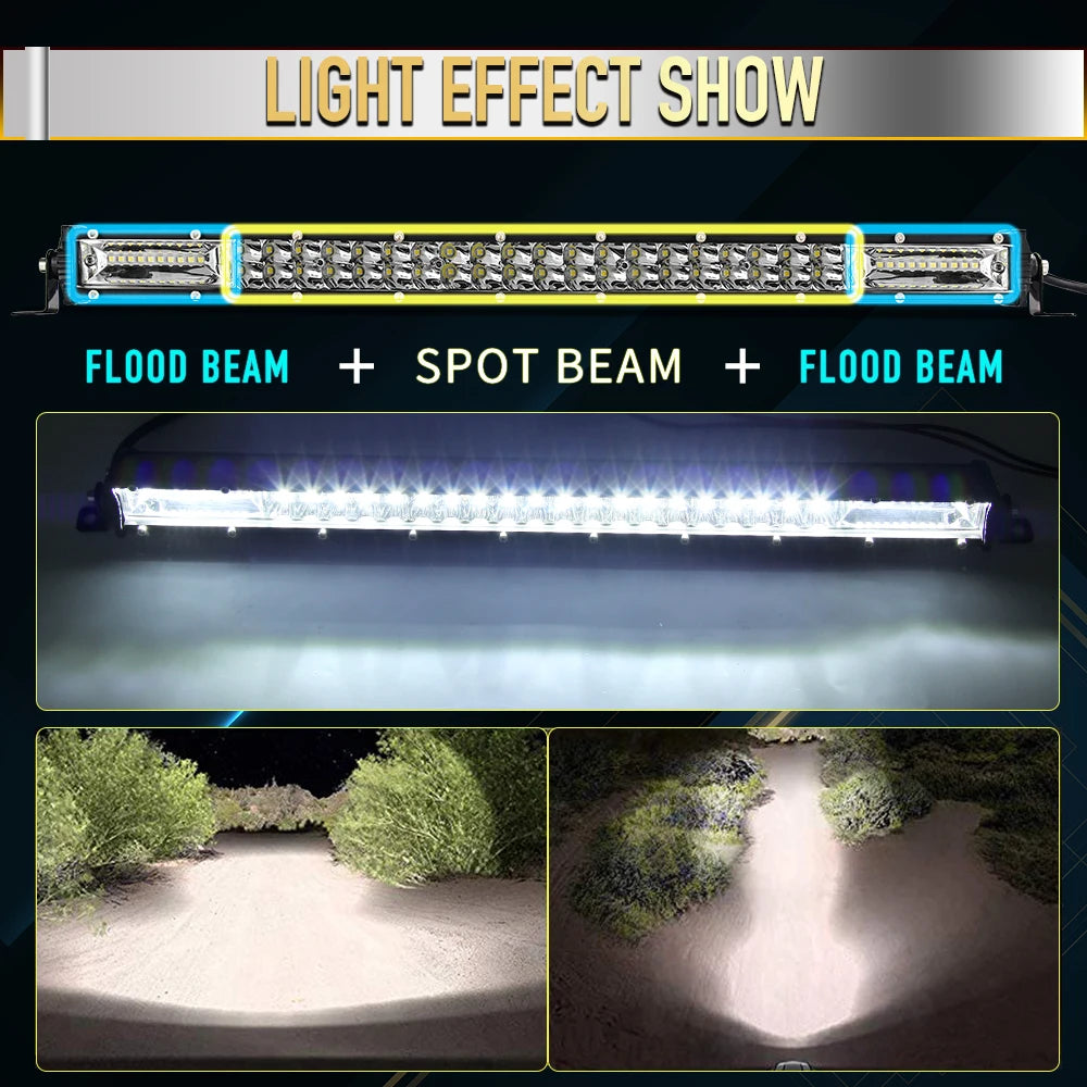 For ATV Co Super Slim 12D Bar Spot Flood 60W 180W