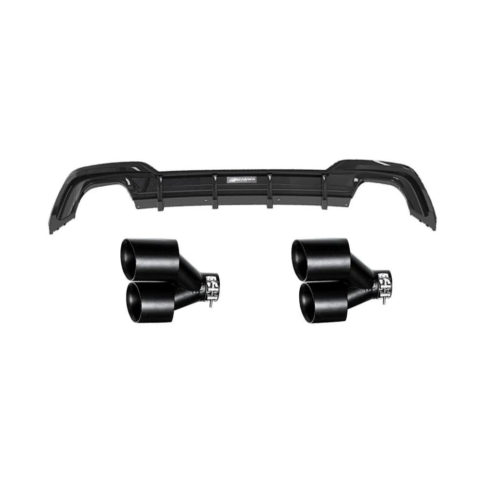 For BMW Akasaka Rear Bumper Diffuser Spoiler lip+muffler Tip