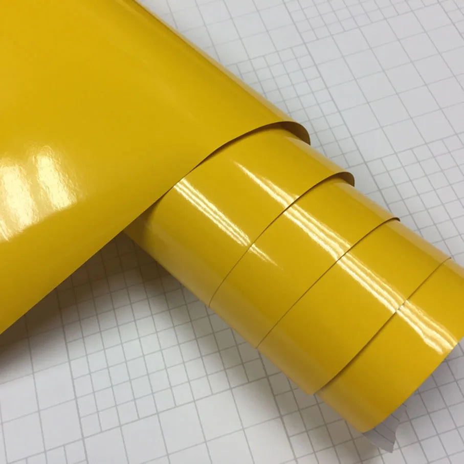 Sizes Gloss Yellow Vinyl Film Super Shiny Glossy Wrapping