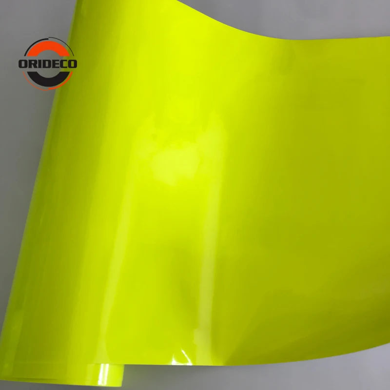 152CM Gloss Neon Fluorescent Yellow Vinyl Wrap Film Sheet