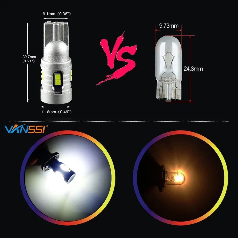 Vanssi 2PCS Super Bright 1000LM T10 W5W 194 Bulbs