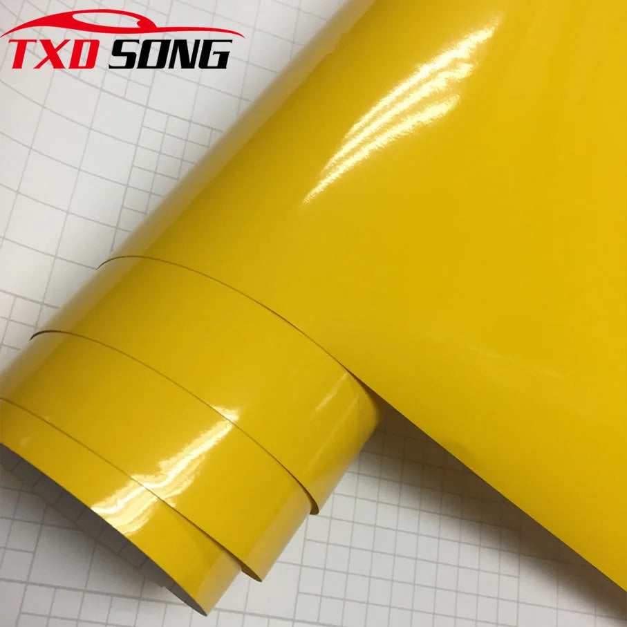 Sizes Gloss Yellow Vinyl Film Super Shiny Glossy Wrapping