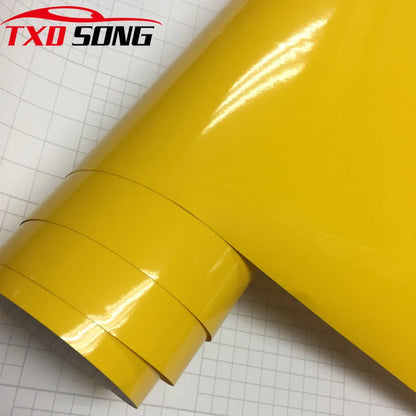 Sizes Gloss Yellow Vinyl Film Super Shiny Glossy Wrapping