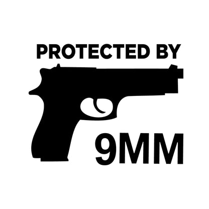Protected By Gun 9MM Bumper Vinyl Sticker Ammo Decor