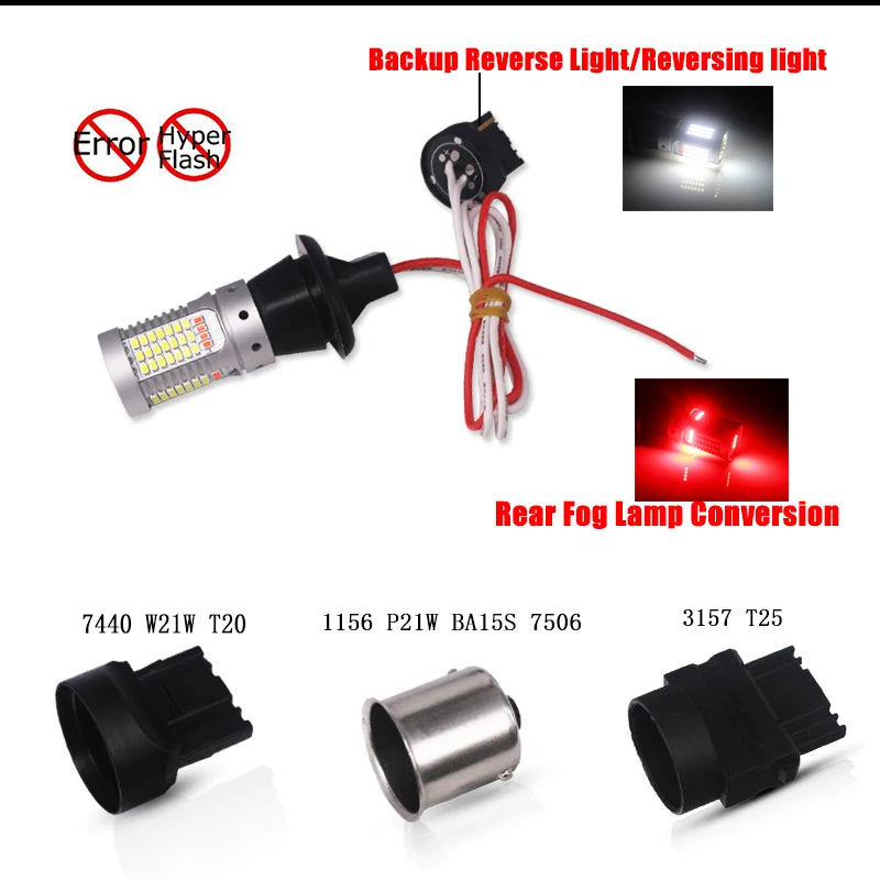 Ijdm T20 White Red dual-color Canbus W21W 7440 3156