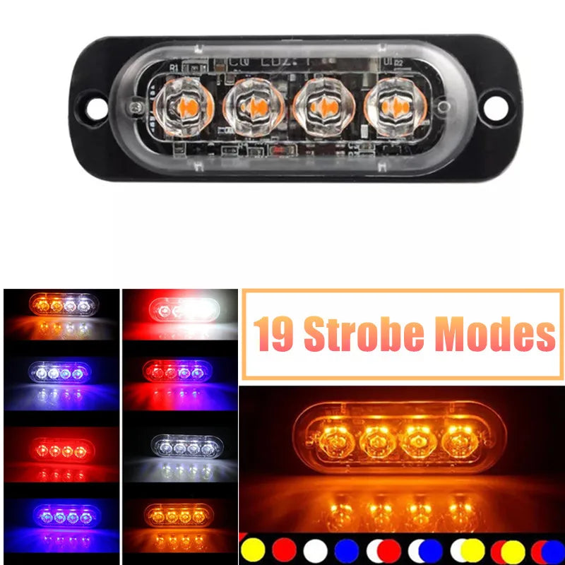 4LED Strobe Warning Grill Flashing Breakdown Emergency Truck