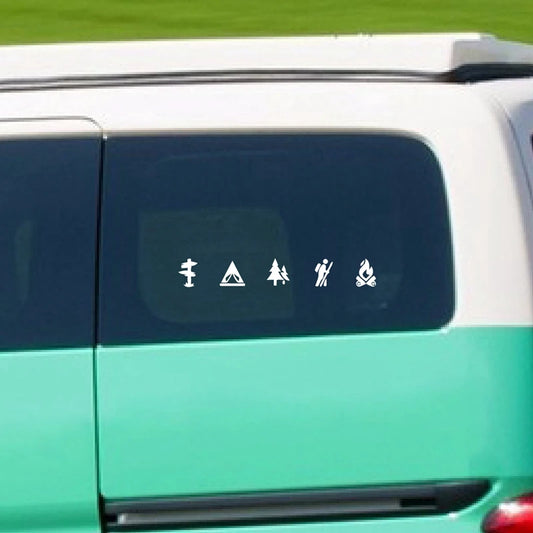 Cute Interesting Sticker Decals Camping Icons Vinyl Art Rear