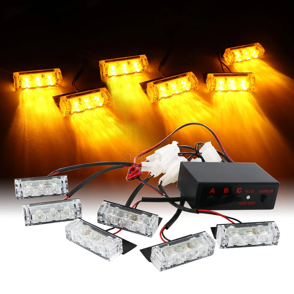 12V Grille Strobe Head 4X3 MINI Flash Daytime Running