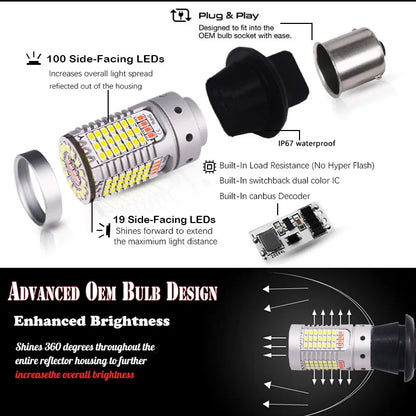 Ijdm T20 White Red dual-color Canbus W21W 7440 3156