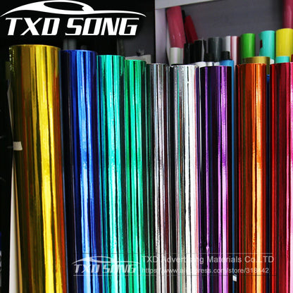 Colors Stretchable Chrome Mirror Vinyl Wrap Sticker Import Glue