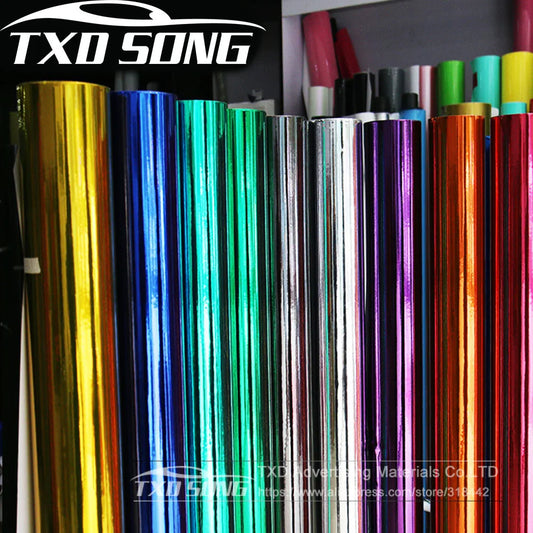 Colors Stretchable Chrome Mirror Vinyl Wrap Sticker Import Glue