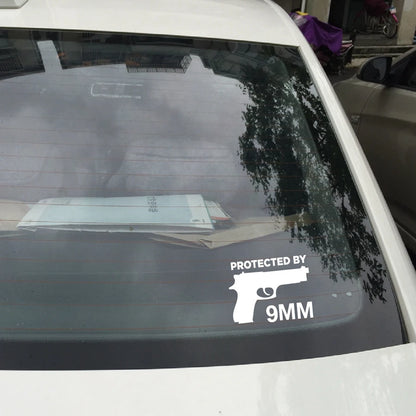 Protected By Gun 9MM Bumper Vinyl Sticker Ammo Decor