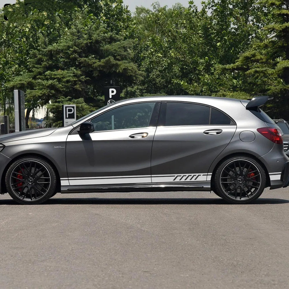 For Mercedes Benz Amg A C 2PCS Lot Waist Side Skirt Stickers