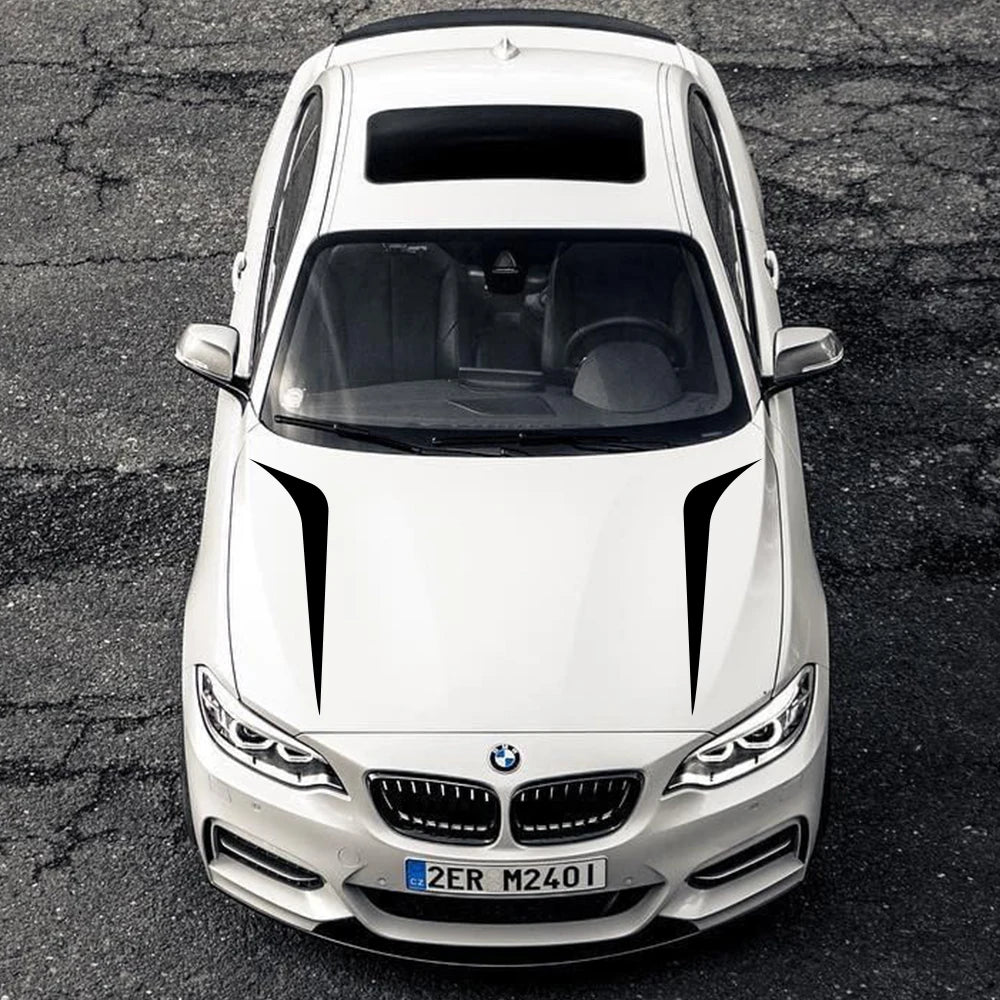 2PCS 100cmx26cm Hood Cover Stickers Vinyl Film Long Stripe