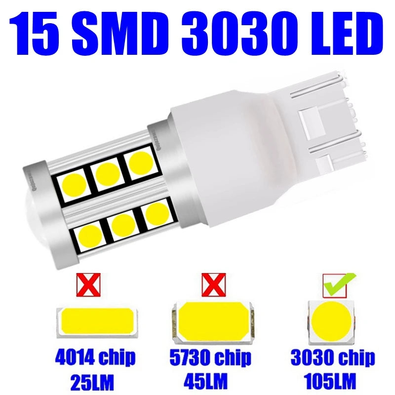 2PCS T20 7443 W21 5W Smd 3030 Tail Turn