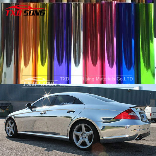 Flexible Chrome Silver Mirror Vinyl Wrap Sticker Import Glue