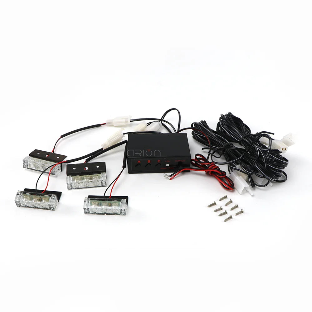 12V Grille Strobe Head 4X3 MINI Flash Daytime Running