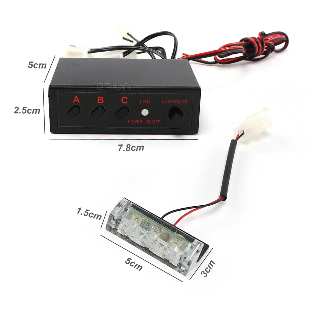 12V Grille Strobe Head 4X3 MINI Flash Daytime Running