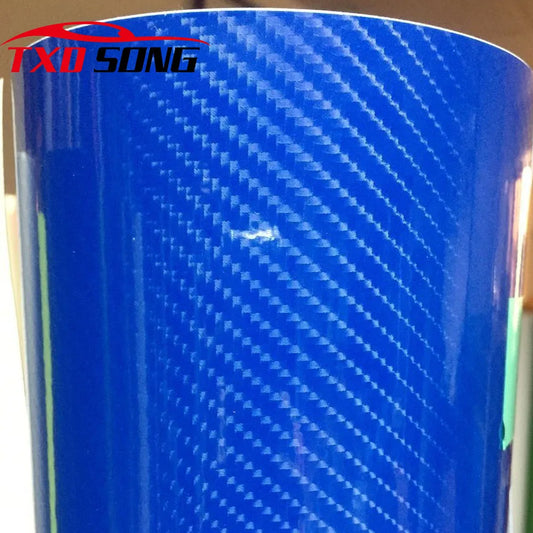 For 10 20 30 40 50 Ultra Blue Gloss 5D Carbon Fiber Vinyl Wrap 4D