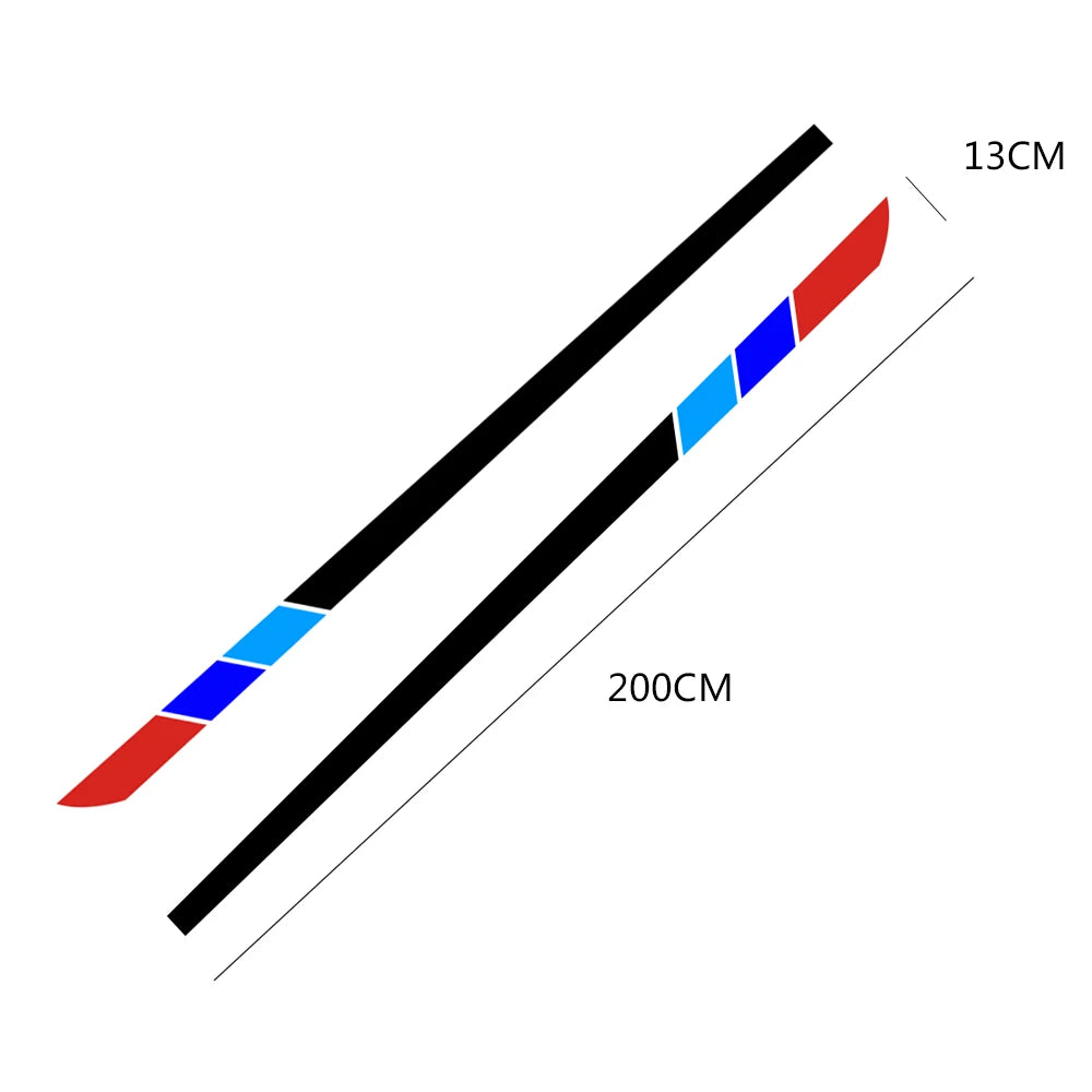 For BMW E46 E60 E90 F30 2PCS 200cmx13cm Sticker Side Stripe