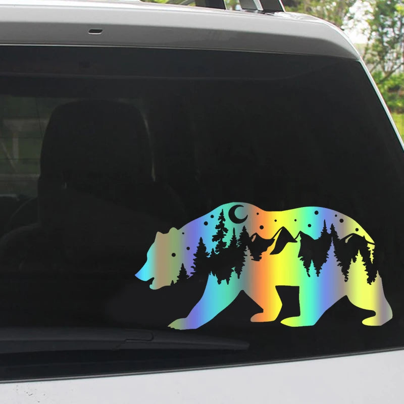 Bear Decal Night Mountain die-cut Vinyl Sticker Waterproof Decors