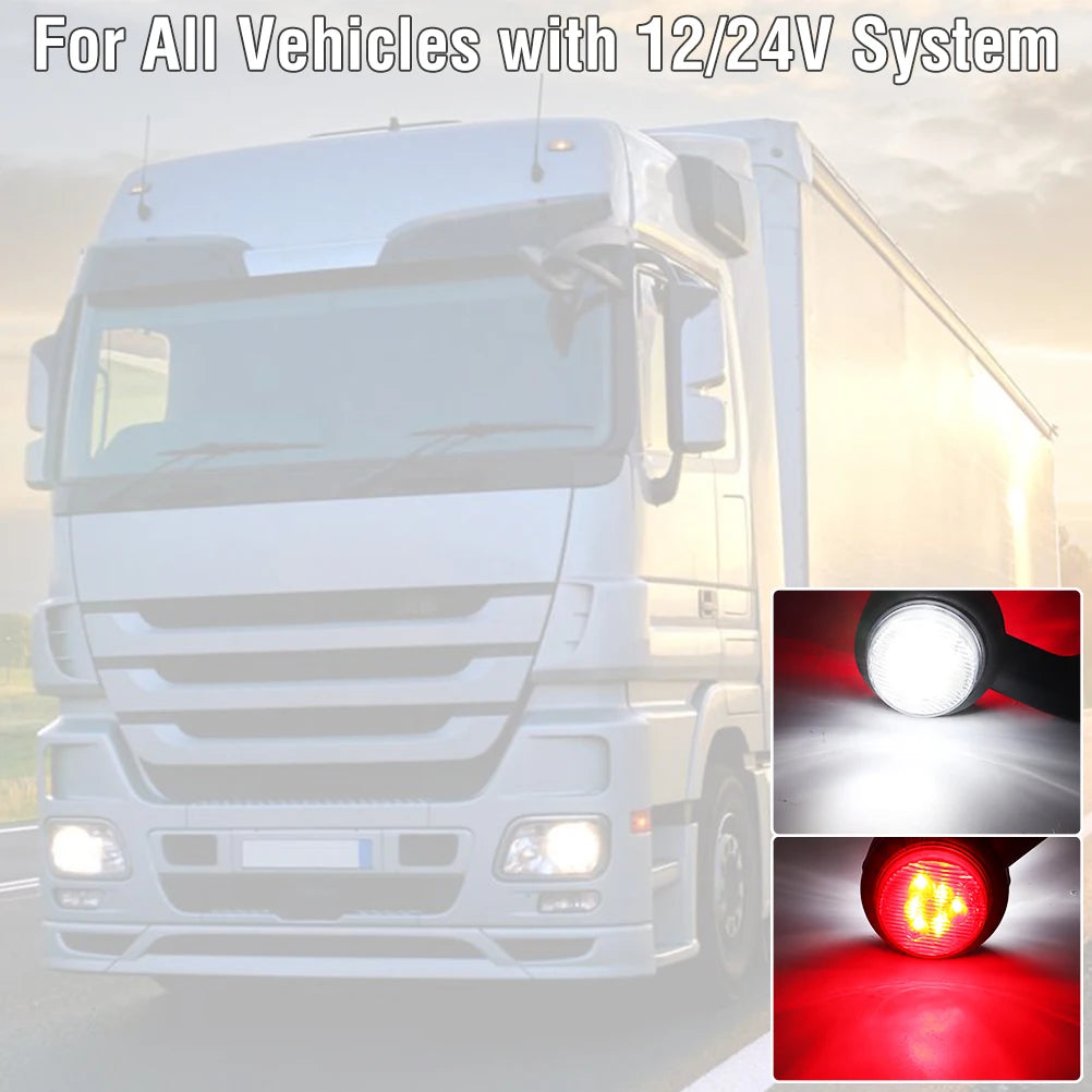 For Lorry 2X Truck Trailer Elbow Rubber Side Marker White Red