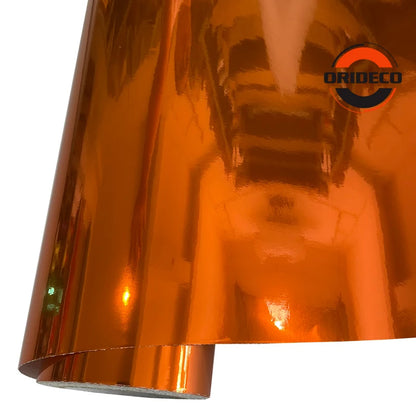 152CM Stretchable Orange Chrome Air Bubble Mirror Vinyl Wrap