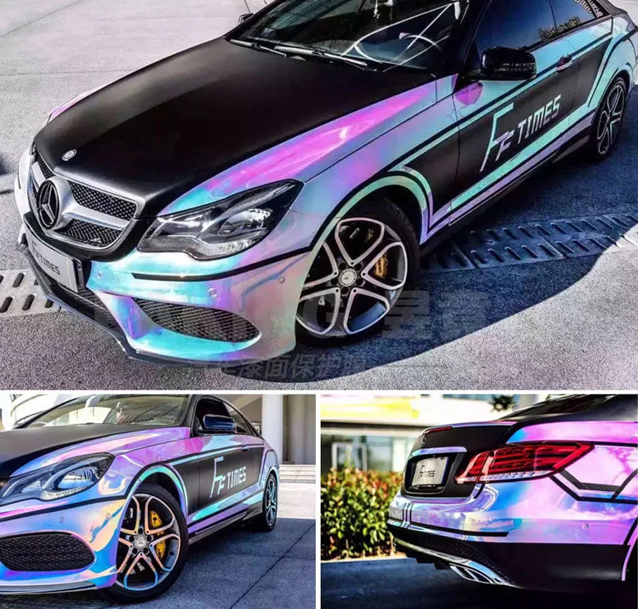 37CM 50CM Width Holographic Opal White Chrome Vinyl Sheet