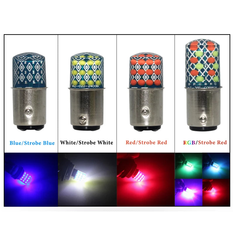 2PCS Strobe Flash RGB T20 7443 W21 5W 1157
