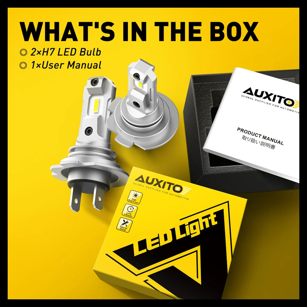 Auxito 2X Fanless H7 MINI Size Head Wireless 12000LM