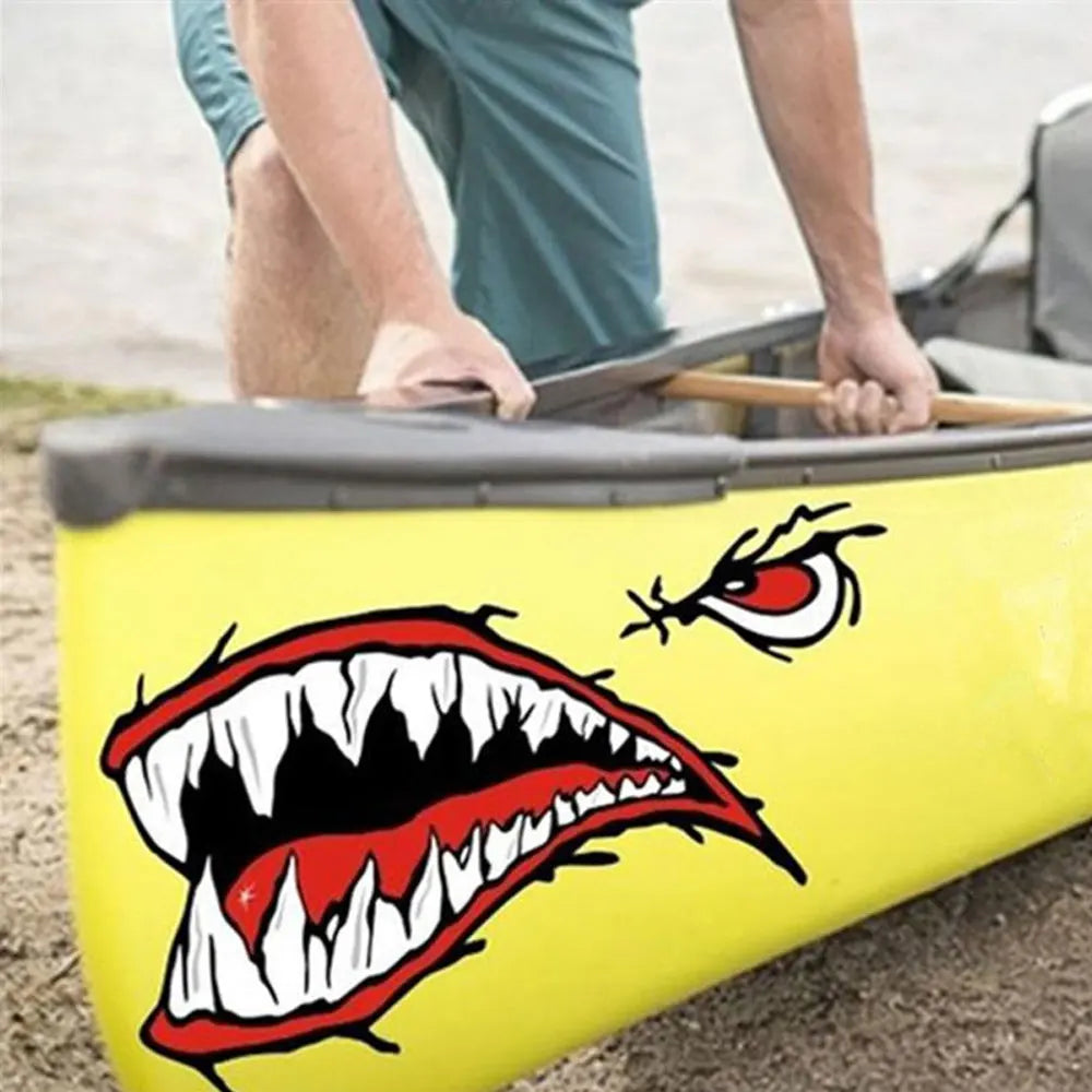 Dsycar 1pair Shark Teeth Mouth Vinyl Sticker Decals Dinghy