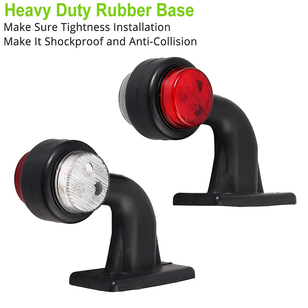 For Lorry 2X Truck Trailer Elbow Rubber Side Marker White Red